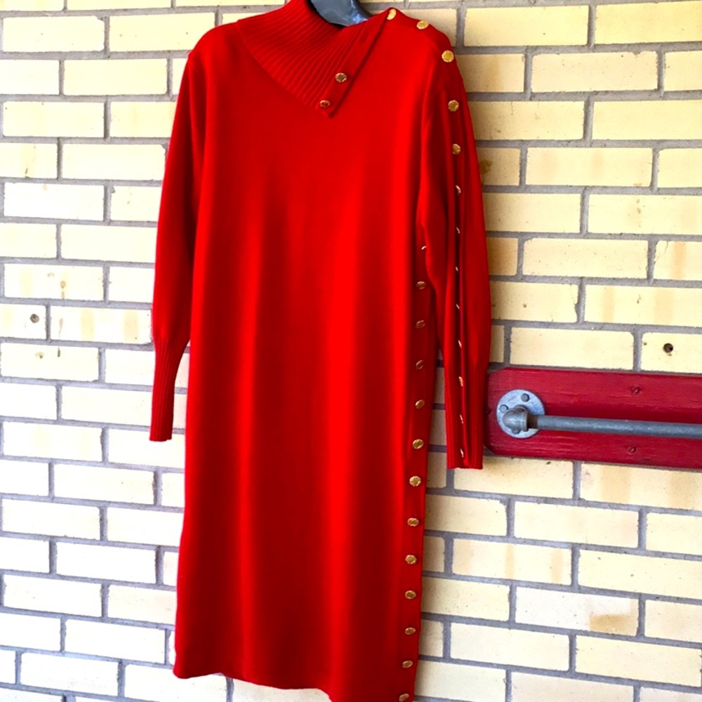 Carlisle Sport Red Shift Lambswool Knit Dress - Large